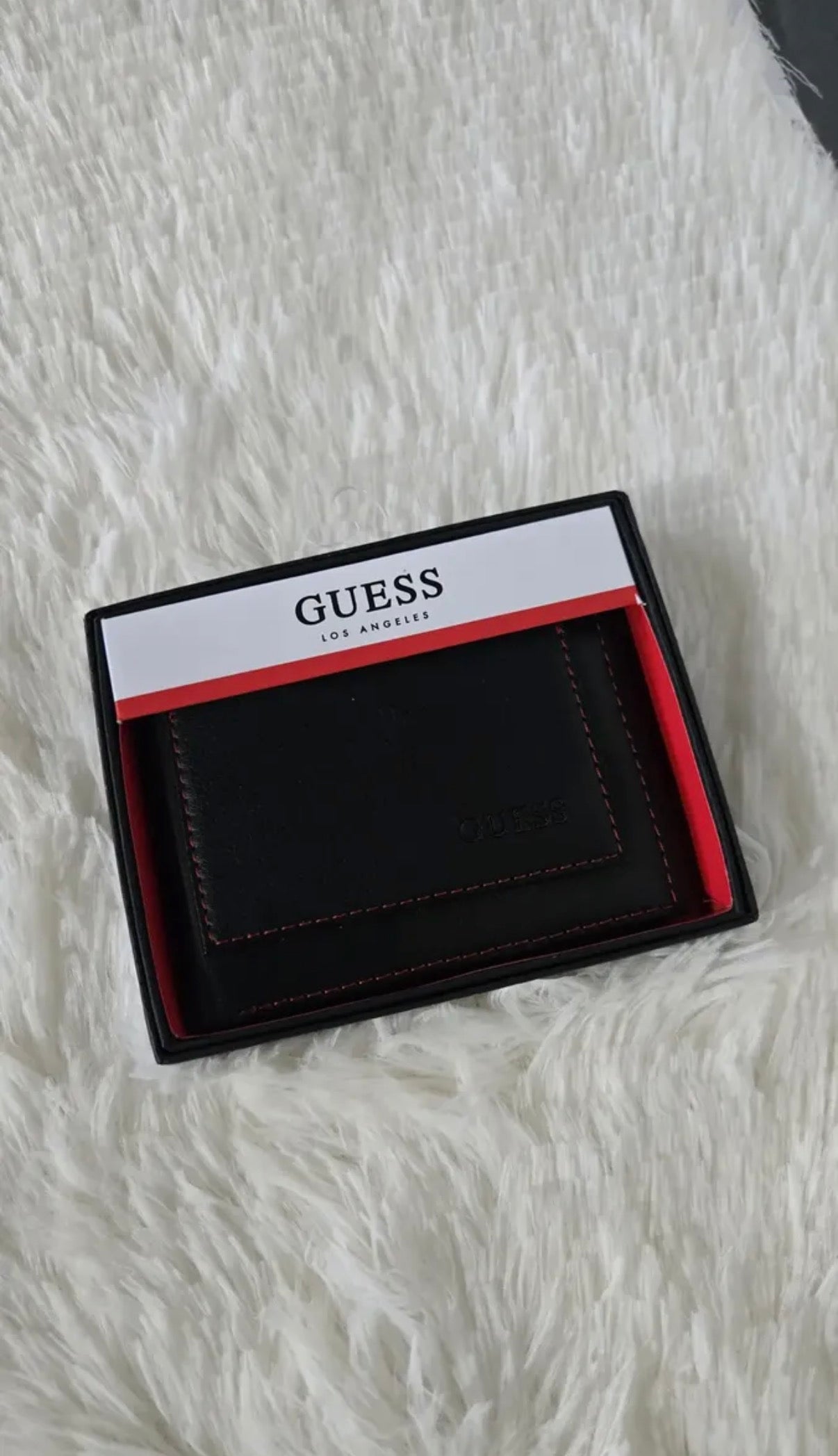 Guess Negra Bordado en Rojo Cartera de Hombre