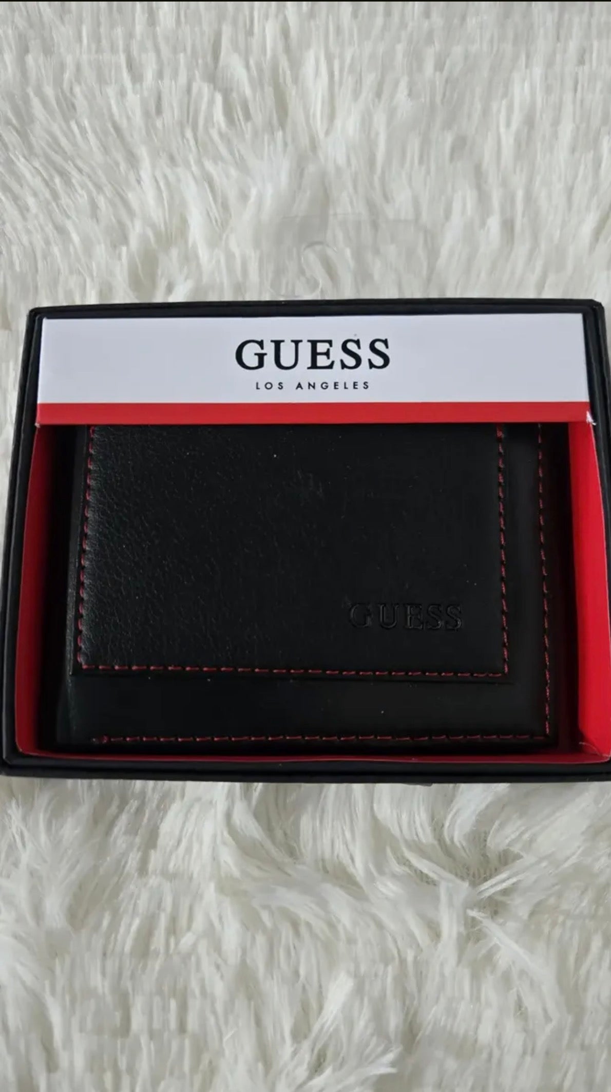 Guess Negra Bordado en Rojo Cartera de Hombre