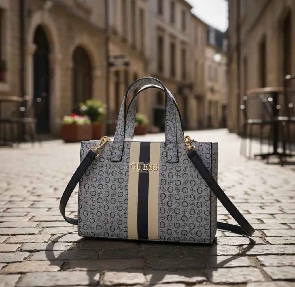 Guess Azul con franjas Crossbody